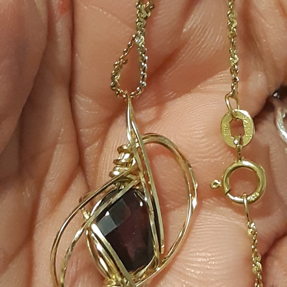 Womans 925 Gold Over Sterling Necklace, With India Ruby Stamped Necklace, 20" L - Picture 5 of 17